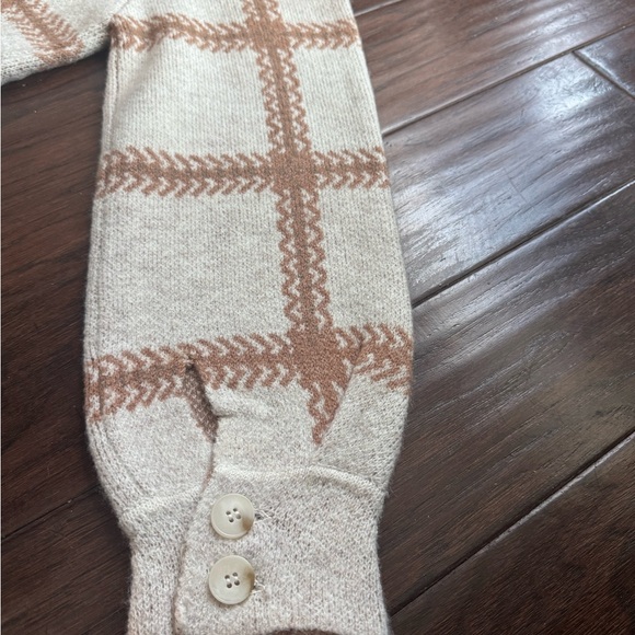 NWT Z Supply Tyler Plaid Button-Up Sweater Jacket - Cream and Brown - Picture 7 of 10